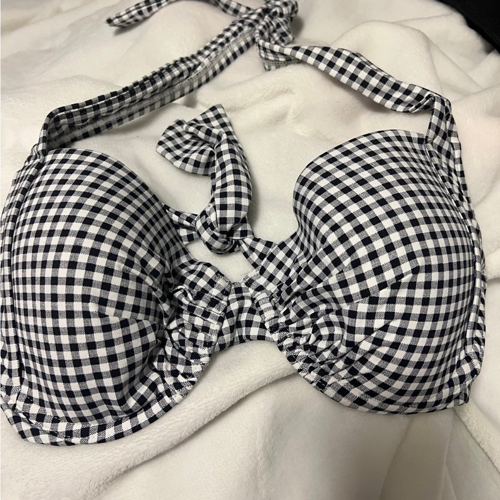 Tommy Bahama Black and White Gingham Bikini Top Sun Protection UPF 50